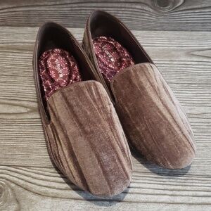 Birdies 9 The Starling Moonstone Crushed velvet flat loafers